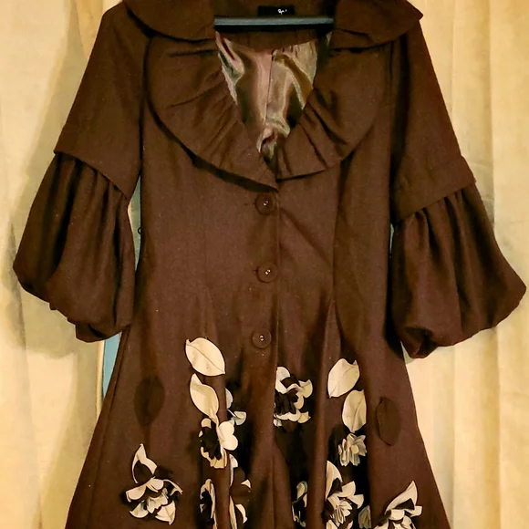 Brown Floral Wool Ryu Anthropologie Jacket - Picture 6 of 9